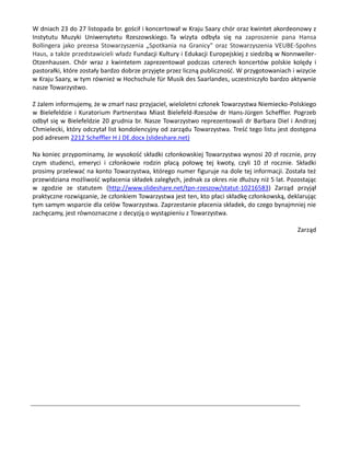 W dniach 23 do 27 listopada br. gościł i koncertował w Kraju Saary chór oraz kwintet akordeonowy z
Instytutu Muzyki Uniwer...