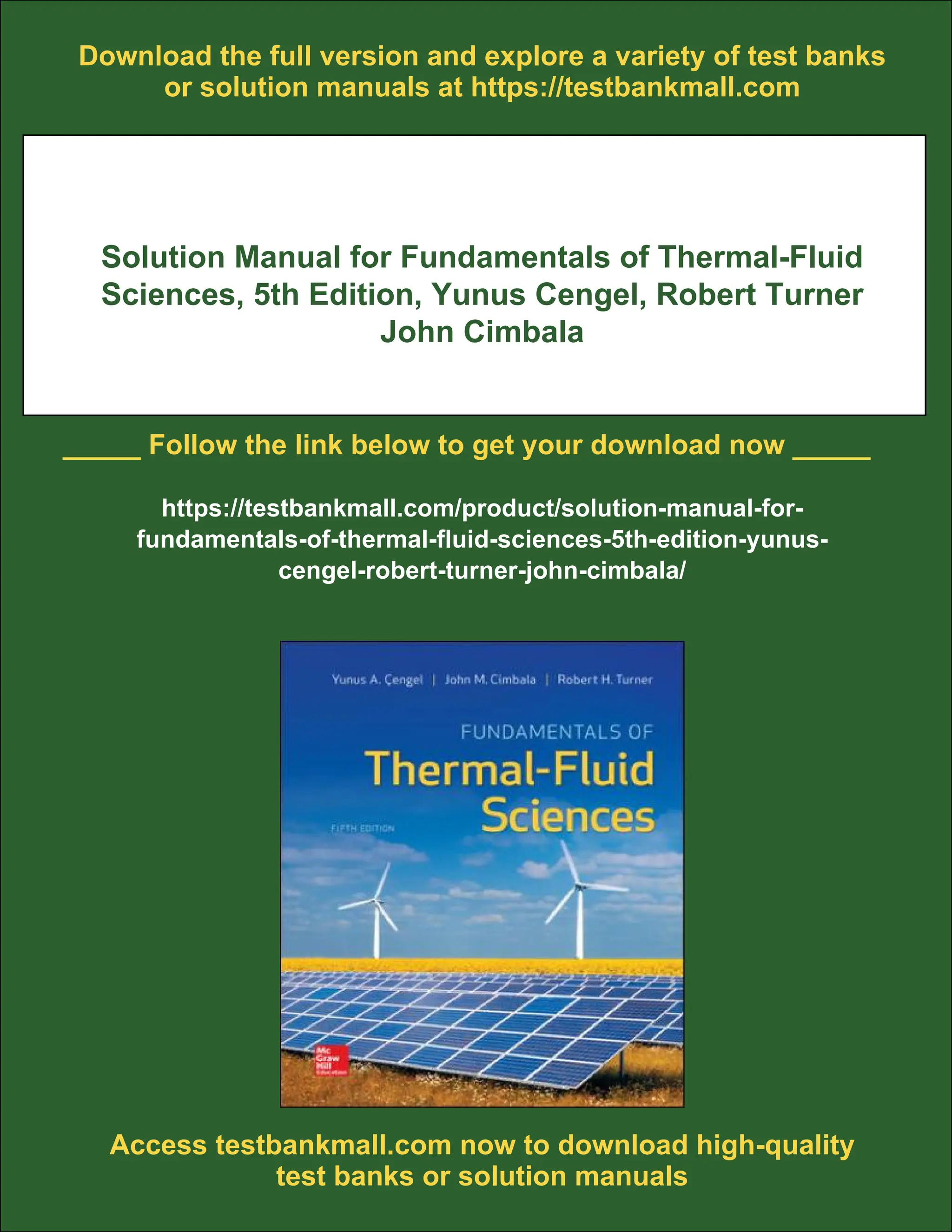 Solution Manual for Fundamentals of Thermal-Fluid Sciences, 5th Edition ...