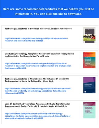 Timothy Teo Technology Acceptance In Education Timothy Teo Auth Timothy Teo Eds | PDF