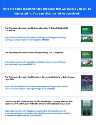 The Knowledge Economy And Lifelong Learning A Critical Reader D W ...