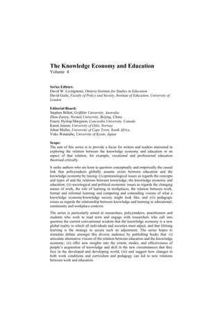 The Knowledge Economy And Lifelong Learning A Critical Reader D W ...