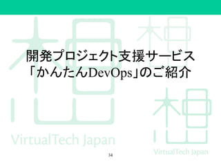 開発プロジェクト支援サービス
「かんたんDevOps」のご紹介
34
 
