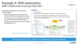 © 2022 ADVA. All rights reserved.
17
OOPT-CANDI proof of concept (PoC) 2021
Example 4: SDN automation
Integration validati...
