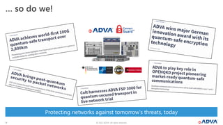 © 2022 ADVA. All rights reserved.
14
Protecting networks against tomorrow‘s threats, today
… so do we!
 
