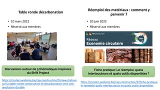 Outils numériques pour appliquer
l’économie circulaire dans la construction
François Denis
Réemploi, recyclage, éco-concep...