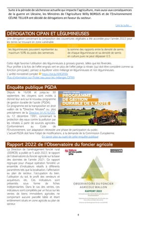 Newsletter SPW Agriculture en Province de LIEGE du 09-09-22