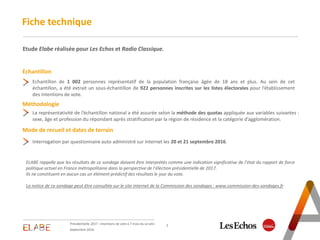 Echantillon
Fiche technique
2
Méthodologie
Mode de recueil et dates de terrain
La représentativité de l’échantillon nation...