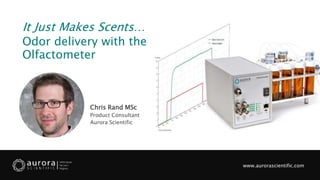 It Just Makes Scents…
Odor delivery with the
Olfactometer
www.aurorascientific.com
Chris Rand MSc
Product Consultant
Aurora Scientific
 