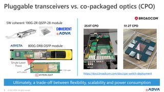 © 2022 ADVA. All rights reserved.
5
Ultimately, a trade-off between flexibility, scalability and power consumption
Pluggab...