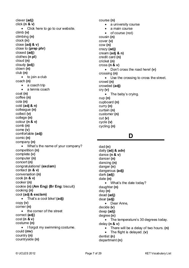 fce vocabulary list cambridge english pdf