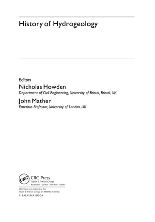 History Of Hydrogeology Nicholas Howden John Russell Mather | PDF