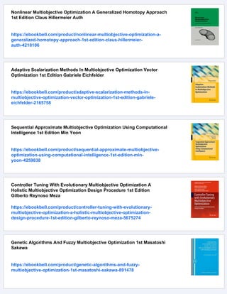 Multiobjective Optimization Methodology A Jumping Gene Approach K S ...