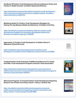 Positive Youth Development Richard M Lerner Jacqueline V Lerner | PDF