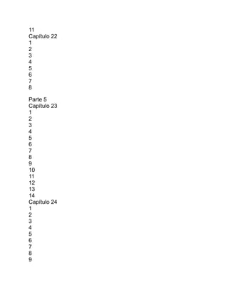11
Capítulo 22
1
2
3
4
5
6
7
8
Parte 5
Capítulo 23
1
2
3
4
5
6
7
8
9
10
11
12
13
14
Capítulo 24
1
2
3
4
5
6
7
8
9
 