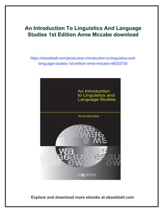 Anne Mccabe An Introduction To Linguistics And Language Studies 1st Edition Anne ...