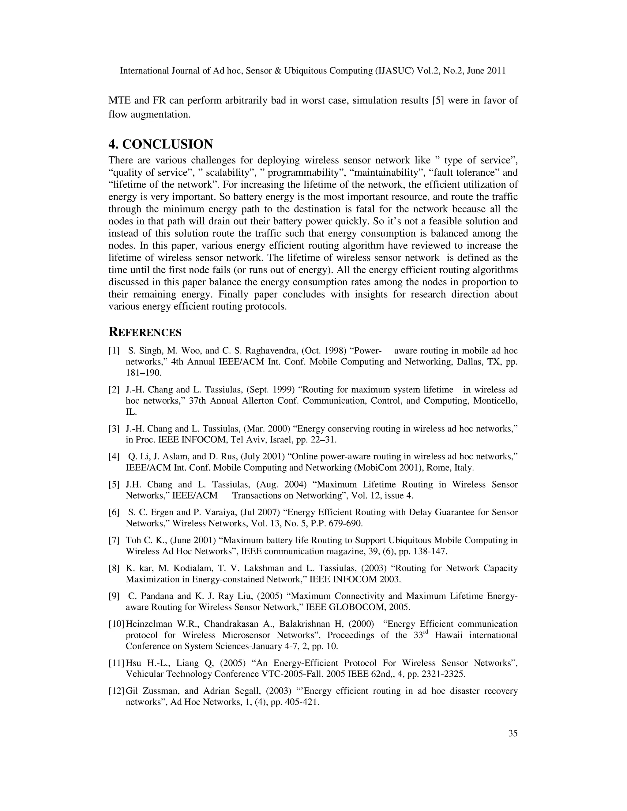 ENERGY EFFICIENT ROUTING ALGORITHM FOR MAXIMIZING THE MINIMUM LIFETIME OF WIRELESS SENSOR NETWORK: A REVIEW