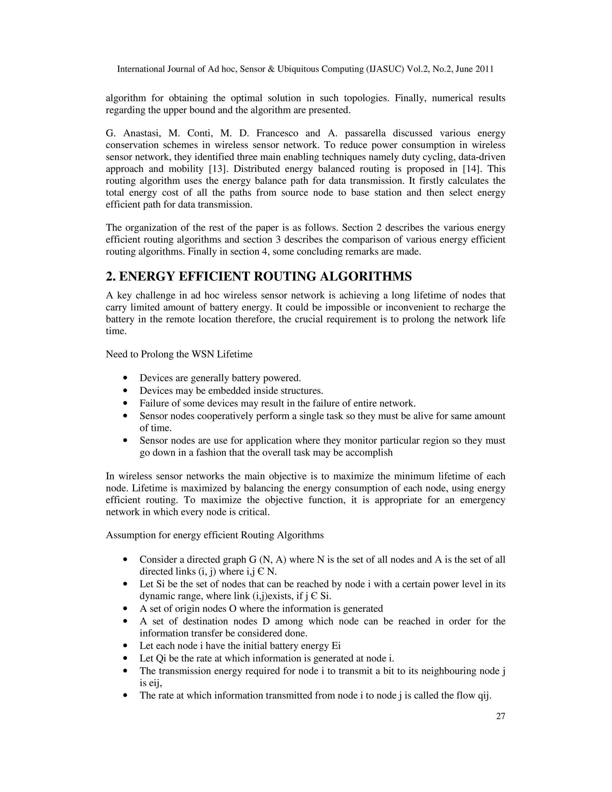 ENERGY EFFICIENT ROUTING ALGORITHM FOR MAXIMIZING THE MINIMUM LIFETIME OF WIRELESS SENSOR NETWORK: A REVIEW