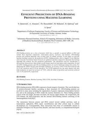 EFFICIENT PREDICTION OF DNA-BINDING PROTEINS USING MACHINE LEARNING | PDF
