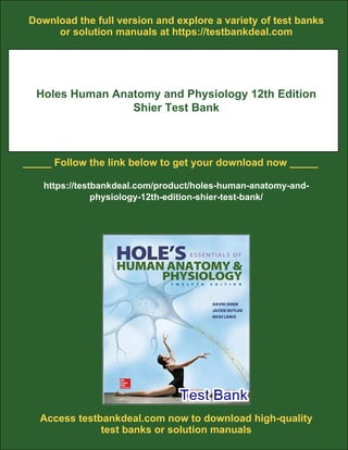 Holes Human Anatomy and Physiology 12th Edition Shier Test Bank | PDF