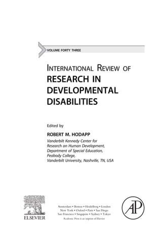 Hodapp Pdf International Review Of Research In Developmental Disabilities Robert M ...