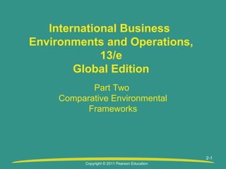 Copyright © 2011 Pearson Education
2-1
International Business
Environments and Operations,
13/e
Global Edition
Part Two
Comparative Environmental
Frameworks
 