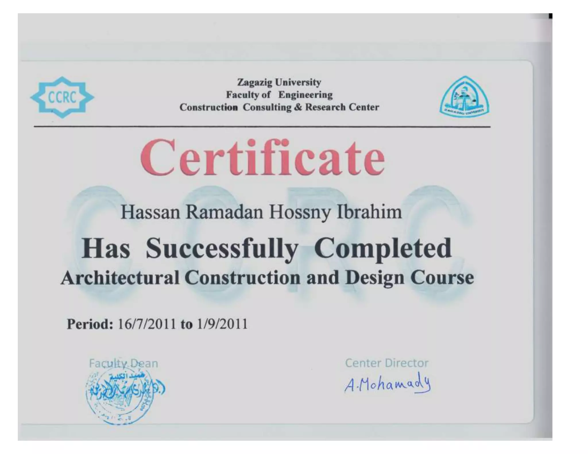 Architectural Construction And Design Course Certificate PPT