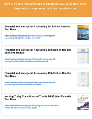 Financial and Managerial Accounting 9th Edition Needles Solutions ...