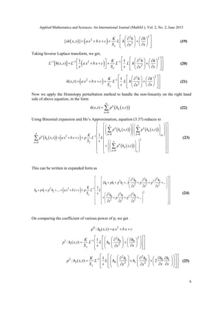 APPROXIMATE ANALYTICAL SOLUTION OF NON-LINEAR BOUSSINESQ EQUATION FOR ...