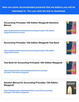 Solution Manual for Accounting Principles 12th Edition Weygandt | PDF