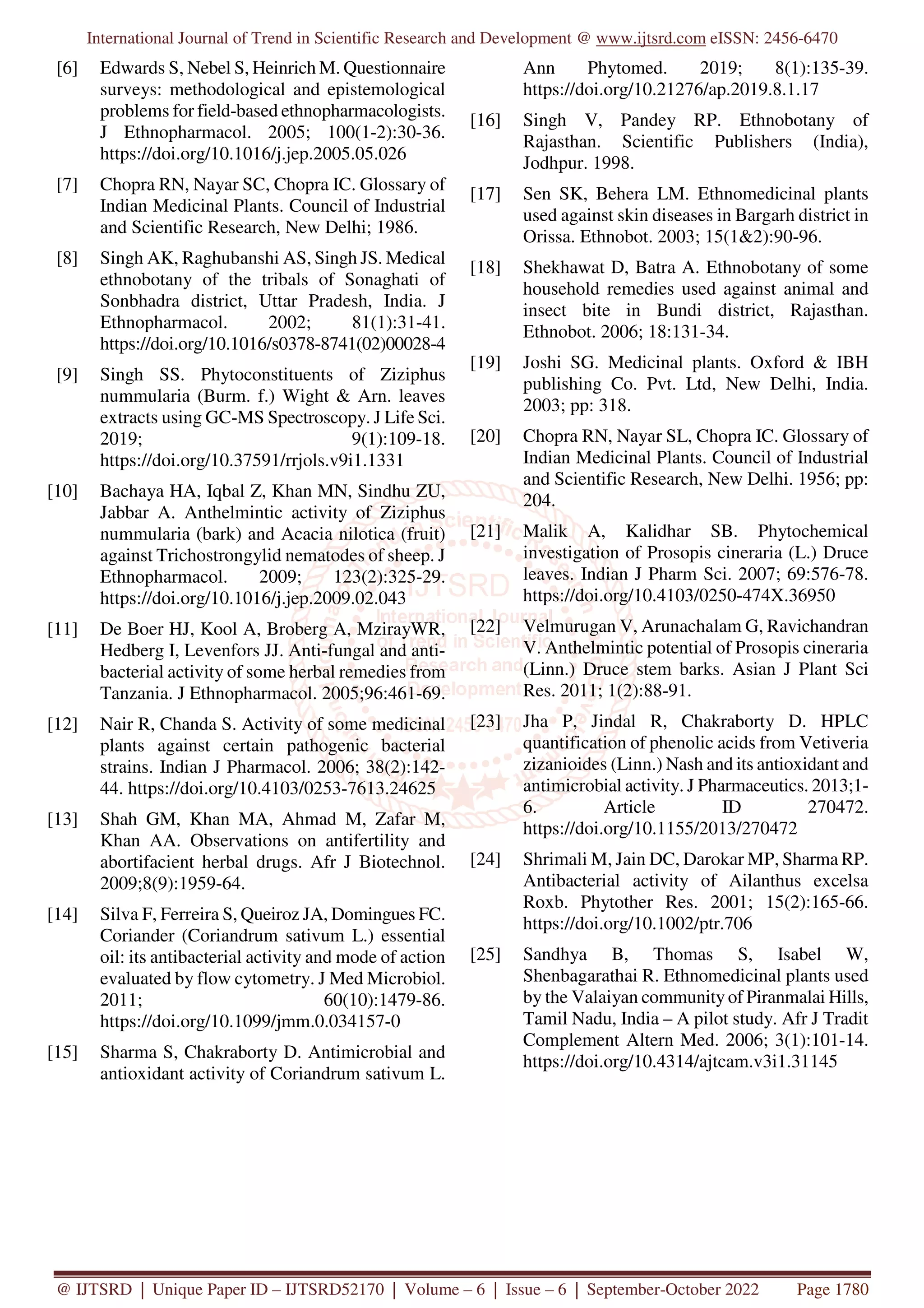 Ethnobotanical Study of Tribes of North Eastern Areas of Rajasthan | PDF