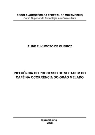 ESCOLA AGROTÉCNICA FEDERAL DE MUZAMBINHO
Curso Superior de Tecnologia em Cafeicultura
ALINE FUKUMOTO DE QUEIROZ
INFLUÊNCIA DO PROCESSO DE SECAGEM DO
CAFÉ NA OCORRÊNCIA DO GRÃO MELADO
Muzambinho
2008
 