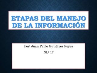 ETAPAS DEL MANEJO
DE LA INFORMACIÓN
Por: Juan Pablo Gutiérrez Reyes
NL: 17
 