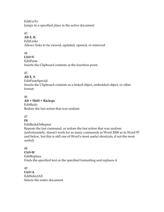 Contol E 221 Shortcuts Microsoft | DOC