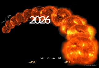 2026年の
宇宙科学研究所
ひので
X-ray sun in 2007
宇宙科学研究所
常田 佐久
平成26年7月26日13時
JAXA相模原キャンパス特別公開2014
1
 