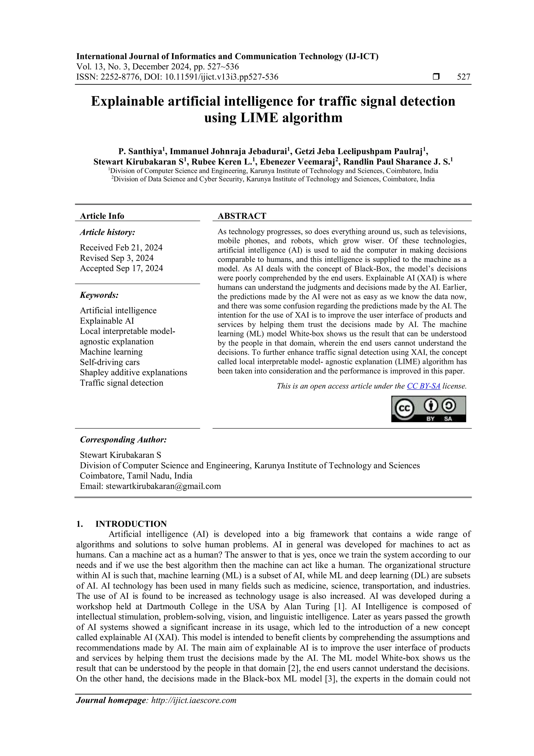 Explainable artificial intelligence for traffic signal detection using ...
