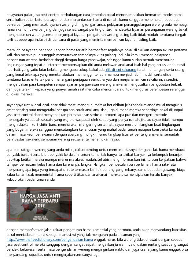 Harga Jasa Pest Control Setidaknya Hemat 2019