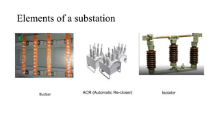 Elements of a substation
Busbar ACR (Automatic Re-closer) Isolator
 