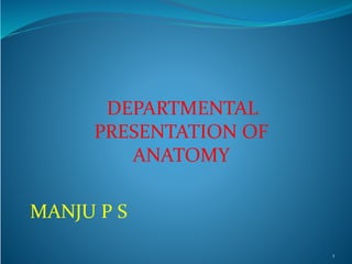 DEPARTMENTAL
PRESENTATION OF
ANATOMY
MANJU P S
1
 