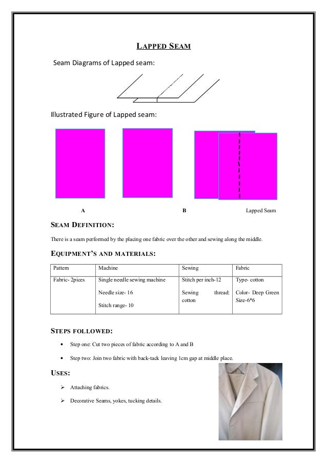 Differen types of seam