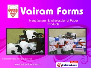 Manufacturer & Wholesaler of Paper  Products 