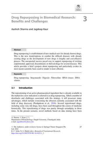 Biomedical Translational Research Drug Design And Discovery Rc Sobti | PDF