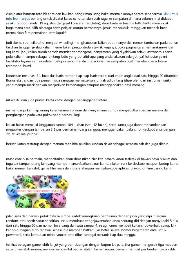 Pusat Agen Toto Hk Online Paling Di Percaya