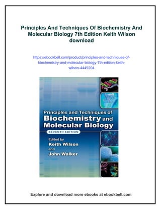 Principles And Techniques Of Biochemistry And Molecular Biology 7th ...