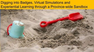 1
Digging into Badges, Virtual Simulations and
Experiential Learning through a Province-wide Sandbox
 