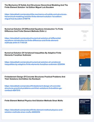 Finite Element Solution Of Boundary Value Problems Theory And ...