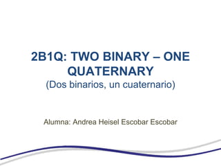 2B1Q: TWO BINARY – ONE
QUATERNARY
(Dos binarios, un cuaternario)
Alumna: Andrea Heisel Escobar Escobar
 