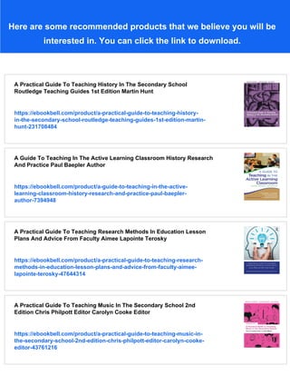 A Practical Guide To Teaching History In The Secondary School 1st ...