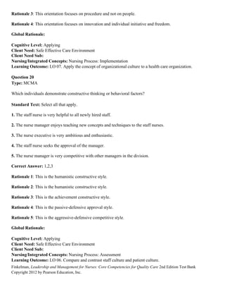 Leadership and Management for Nurses Core Competencies for Quality Care ...