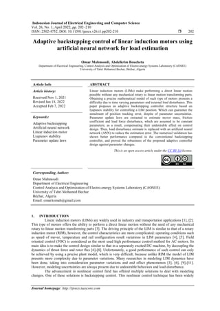 Adaptive backstepping control of linear induction motors using ...