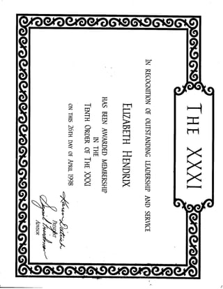 Membership into XXXI 1998